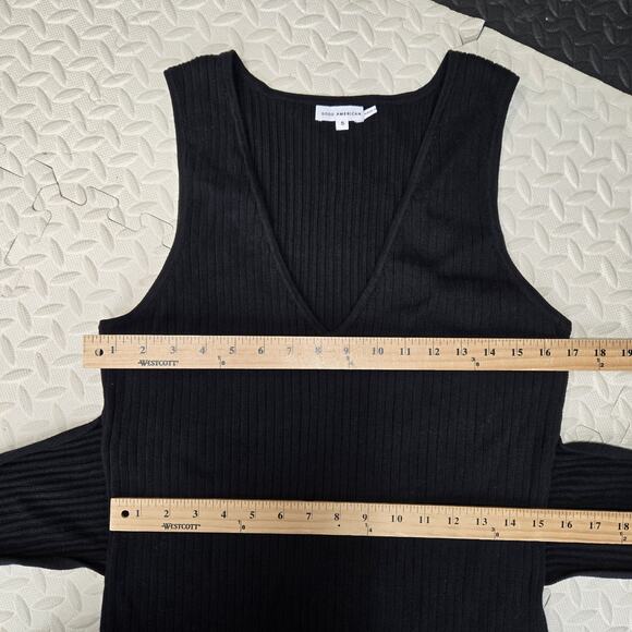 Good American Body Sexy Dress Womens 1X 5 Black Ribbed Knit Sleeveless Bodycon‎ - Picture 11 of 13